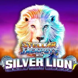 Logo of Stellar Jackpots with Silver Lion from Lightning Box Game at SvenPlay Casino
